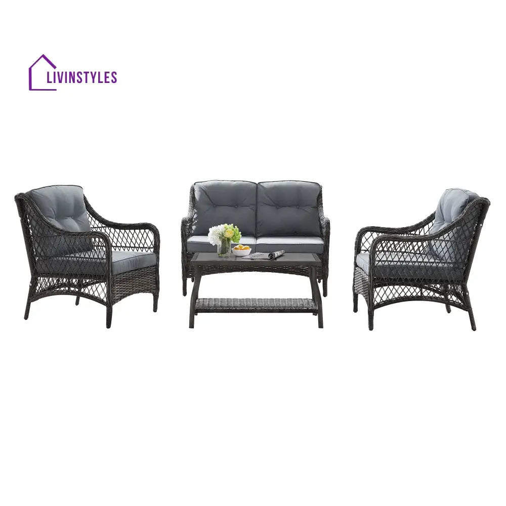 Mishil Outdoor Sofa Set 2 Seater 2 Single seater and 1 Center Table (Grey) - Sofa Sets