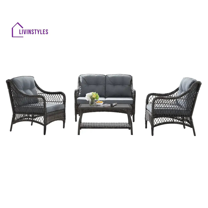 Mishil Outdoor Sofa Set 2 Seater 2 Single seater and 1 Center Table (Grey) - Sofa Sets