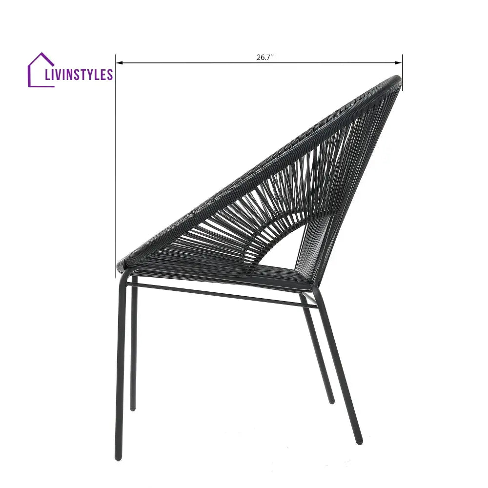Misht Outdoor Patio Seating Set 2 Chairs and 1 Table Set (Black) - Coffee Table Sets