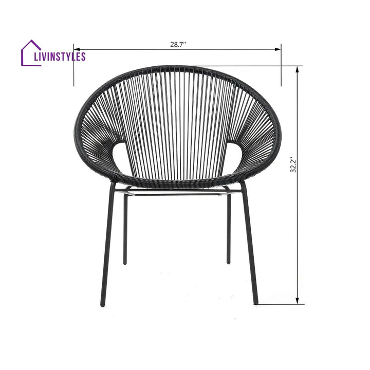 Misht Outdoor Patio Seating Set 2 Chairs and 1 Table Set (Black) - Coffee Table Sets