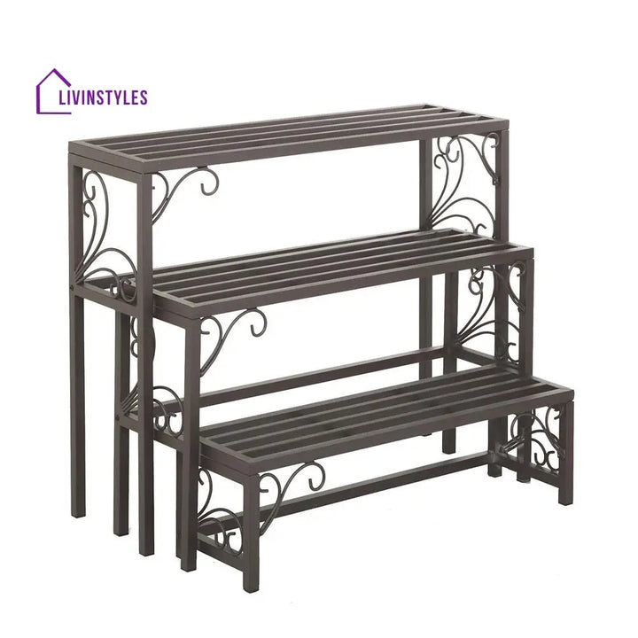 Mitali Metal Black Plant Stand For Balcony