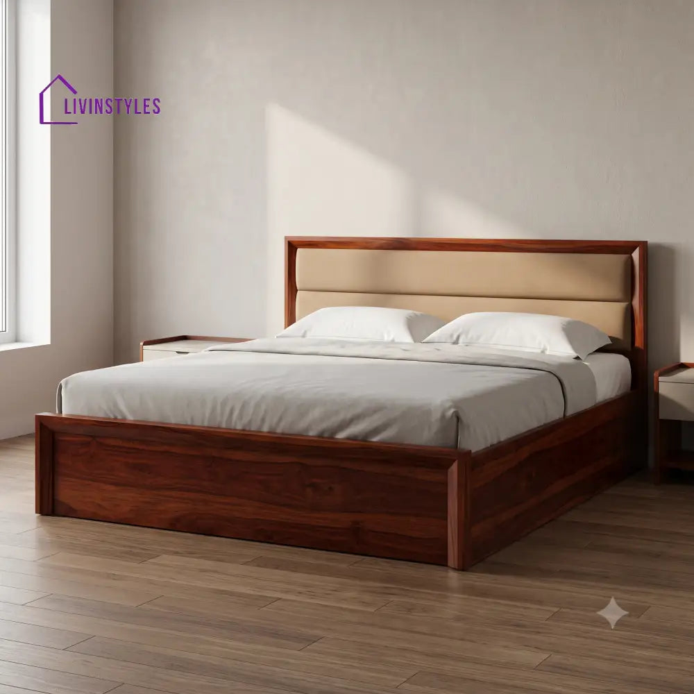Mithra Wooden Bed | Solid Wood Double Bed | Wooden King size bed & Wooden Queen size bed
