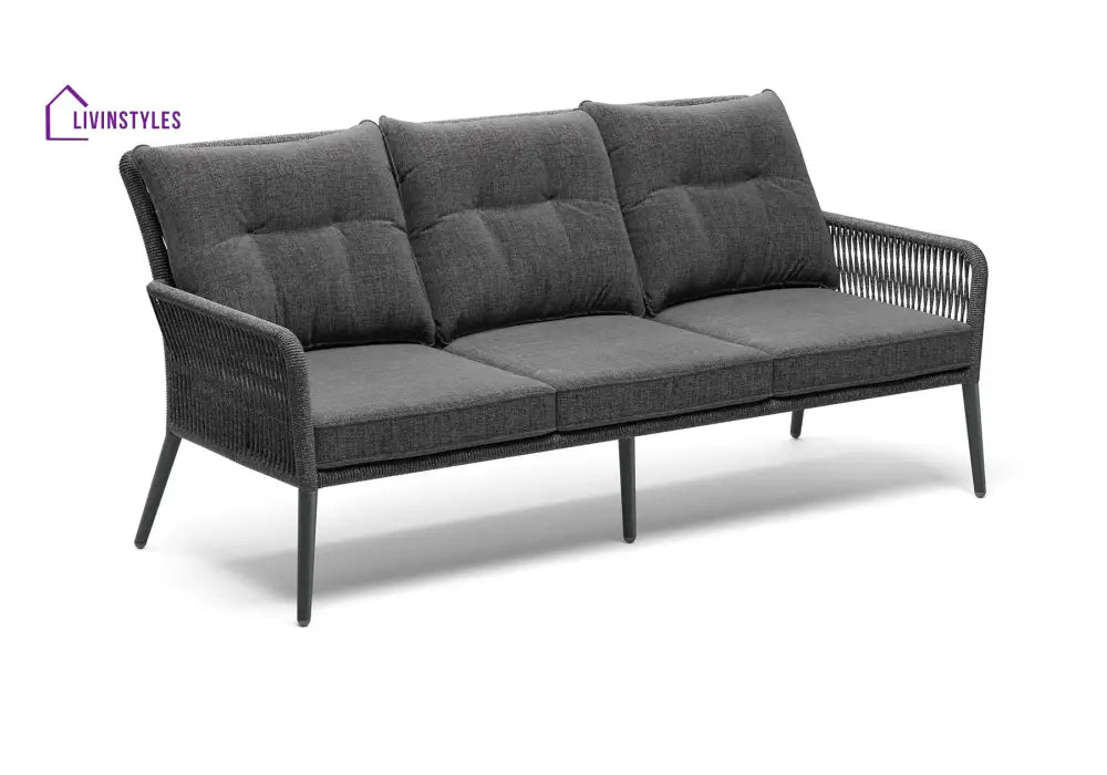 Mitya Outdoor Garden Balcony Sofa Set 5 Seater and 1 Center Table Set Braid & Rope (Dark + Grey) - Sofa Sets
