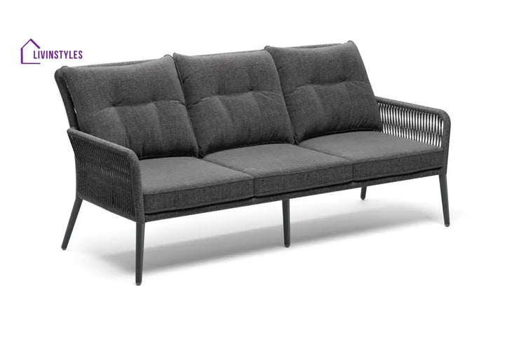 Mitya Outdoor Garden Balcony Sofa Set 5 Seater and 1 Center Table Set Braid & Rope (Dark + Grey) - Sofa Sets