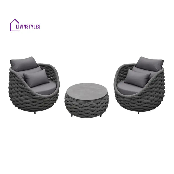 Miyako Nest Shape 3-Piece Hand-Woven Rope Patio Set - Patio Set