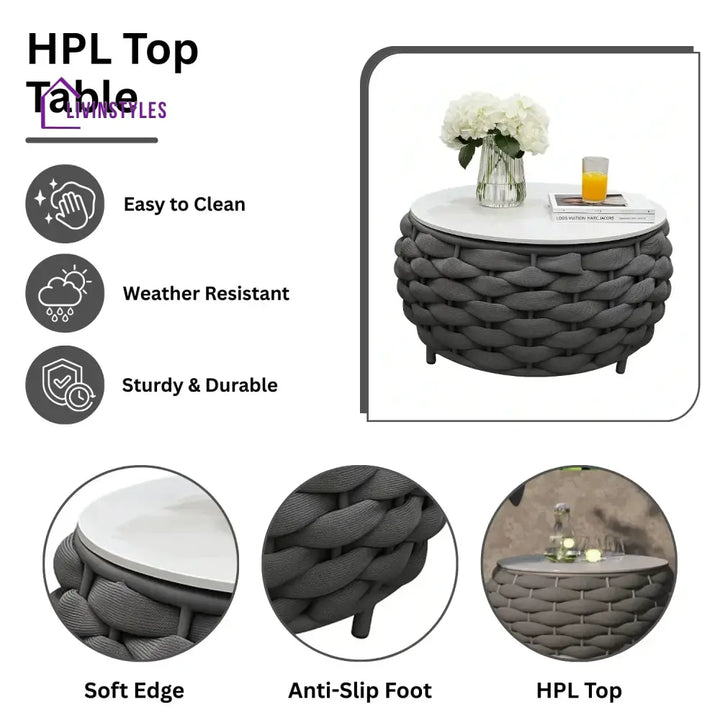 Miyako Nest Shape 3-Piece Hand-Woven Rope Patio Set - Patio Set
