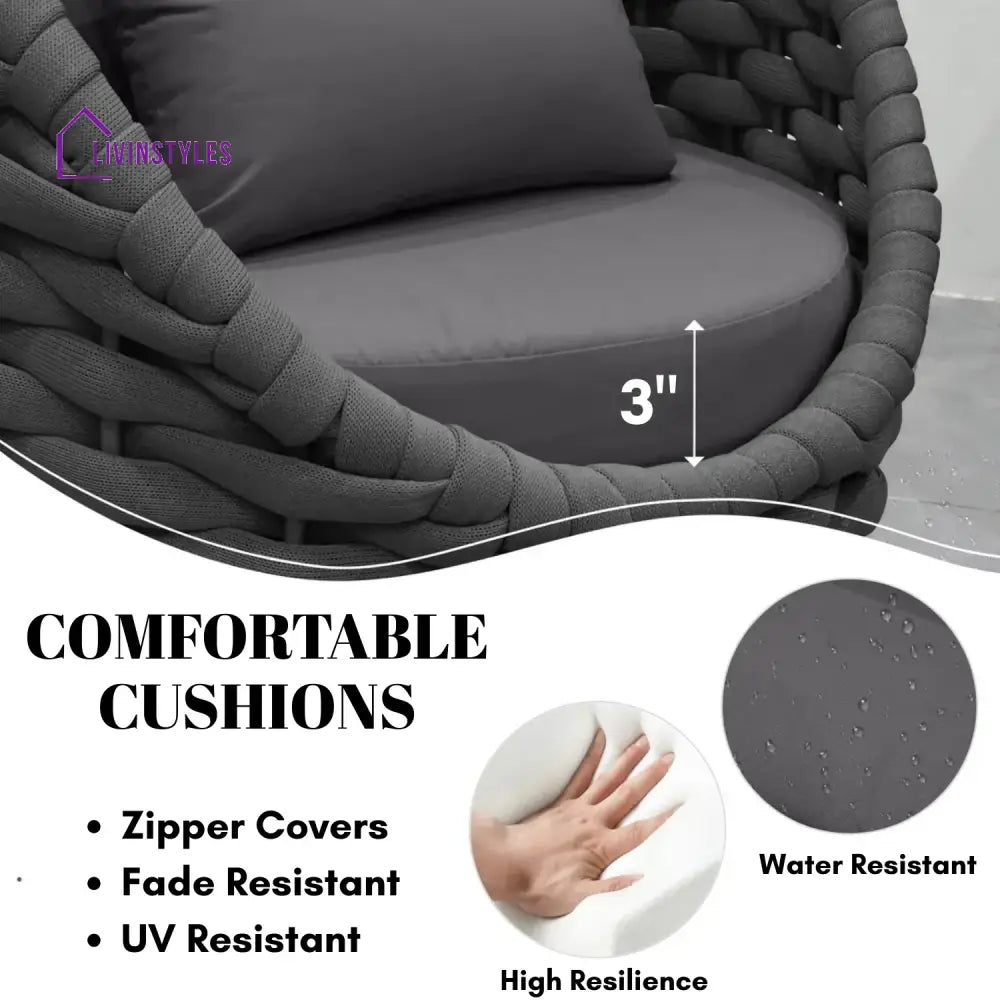 Miyako Nest Shape 3-Piece Hand-Woven Rope Patio Set - Patio Set