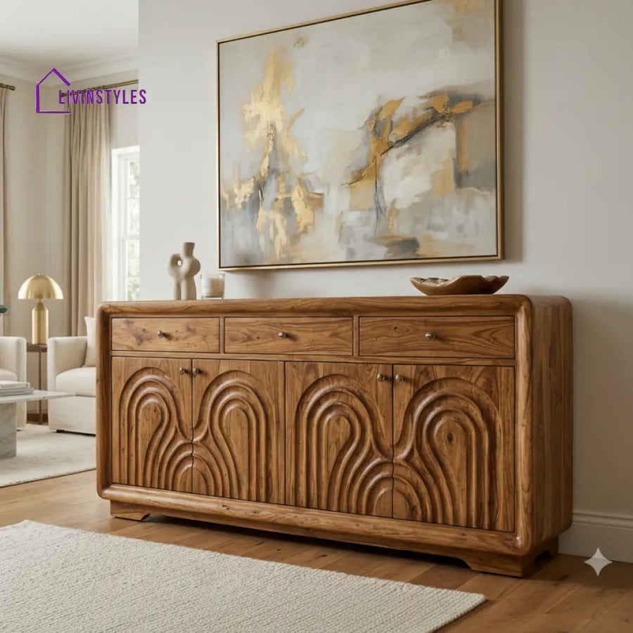 Moana Sheesham Wood Cabinet and Sideboard (Honey Finish)
