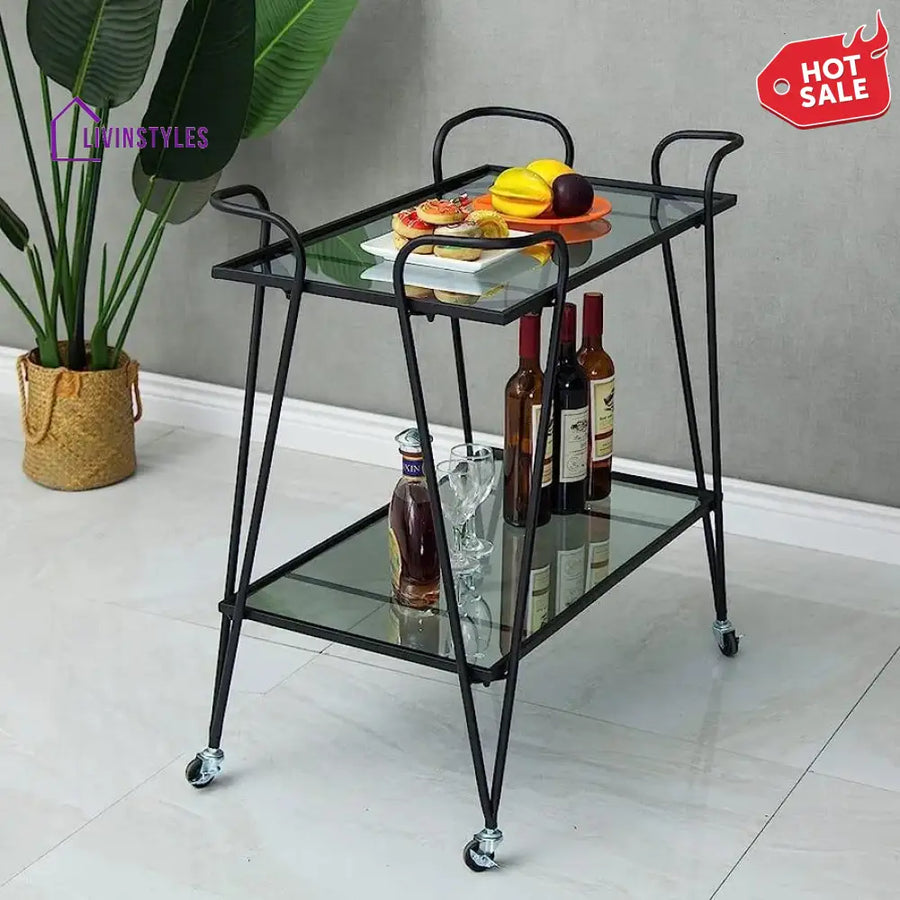 Modern Black Rectangle Trolley - Front View