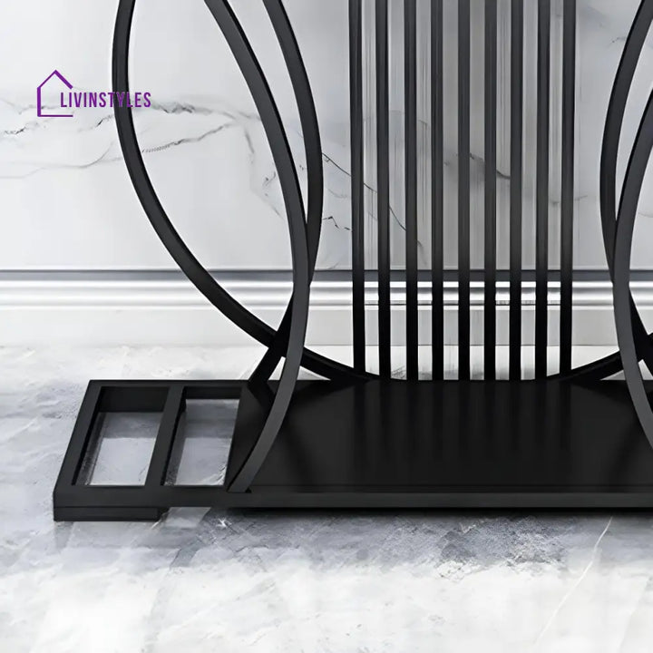 Modern Contemporary White Marble Black Console Table