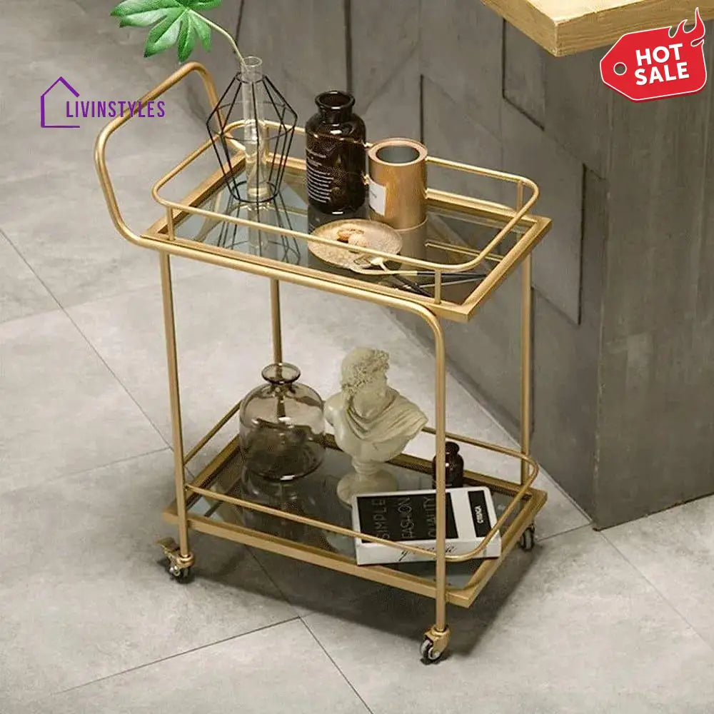 Modern Golden Iron Rectangle Trolley - Front View