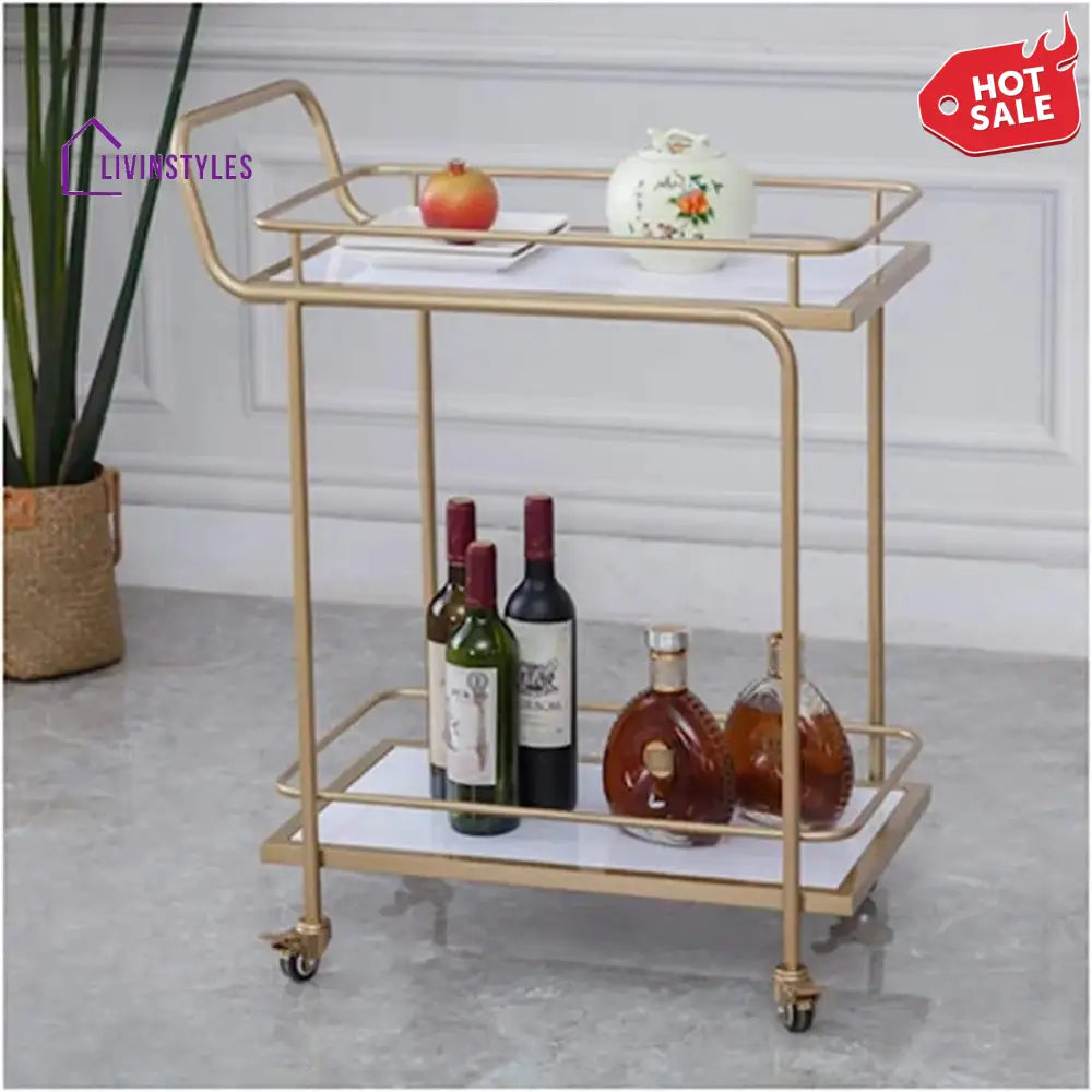 Modern Golden Iron Rectangle Trolley - Front View