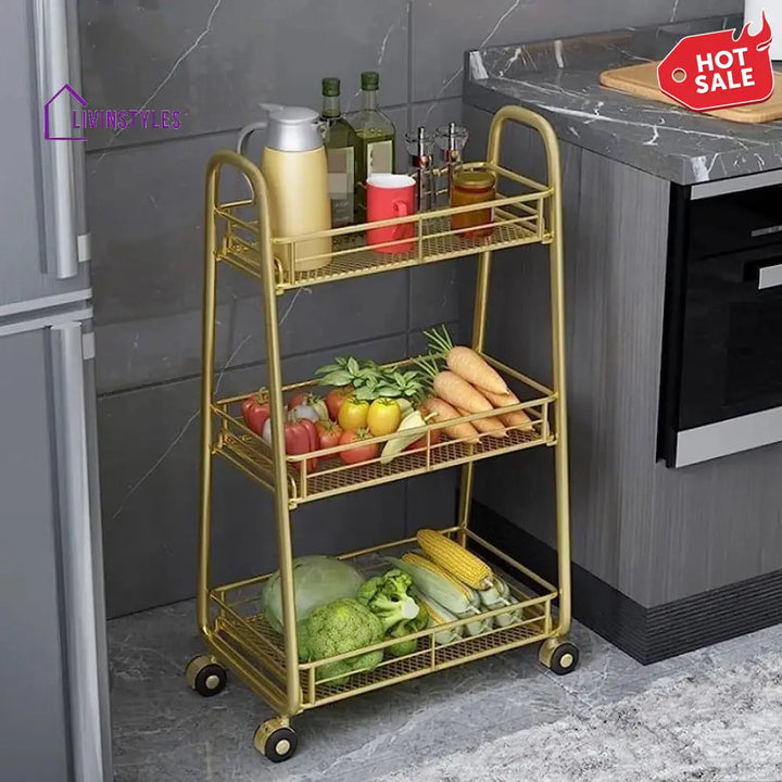 Modern Golden Iron Rectangle Trolley - Front View