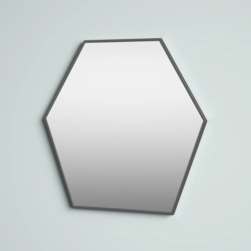 Luna Modern Hexagon Shape Black Wooden Wall Mirror Wall Mirror