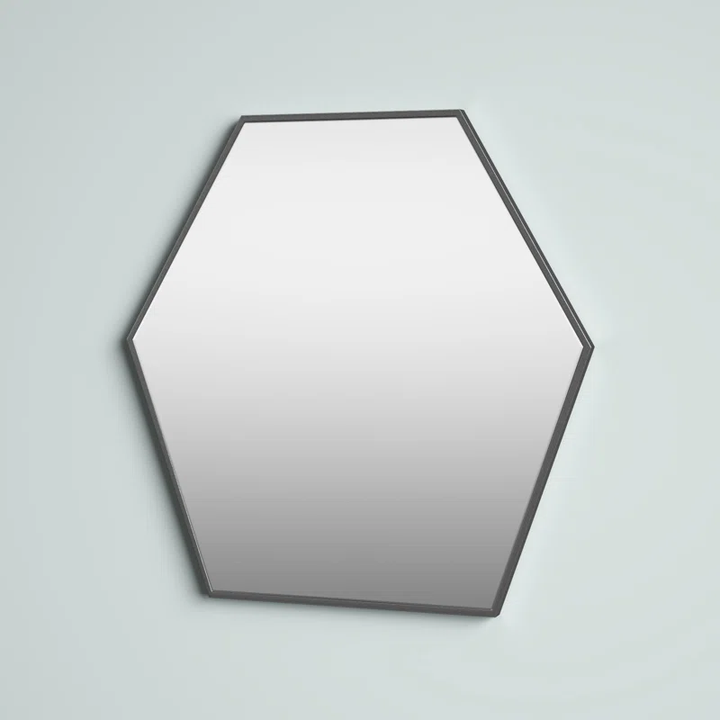 Luna Modern Hexagon Shape Black Wooden Wall Mirror Wall Mirror