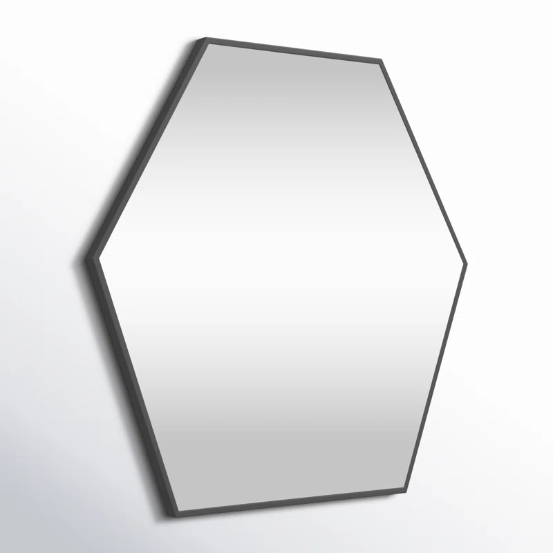 Luna Modern Hexagon Shape Black Wooden Wall Mirror Wall Mirror