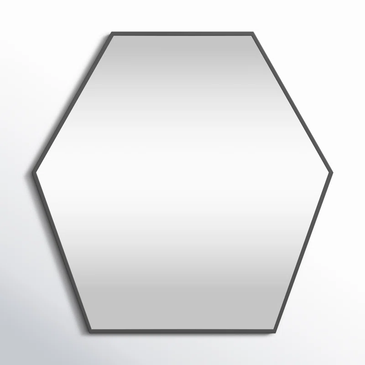 Luna Modern Hexagon Shape Black Wooden Wall Mirror Wall Mirror