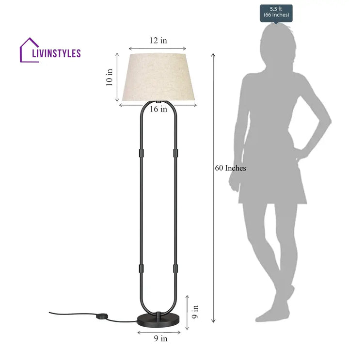Modern Hoop Floor Lamp With Off White Lampshade For Home Decor Lamps
