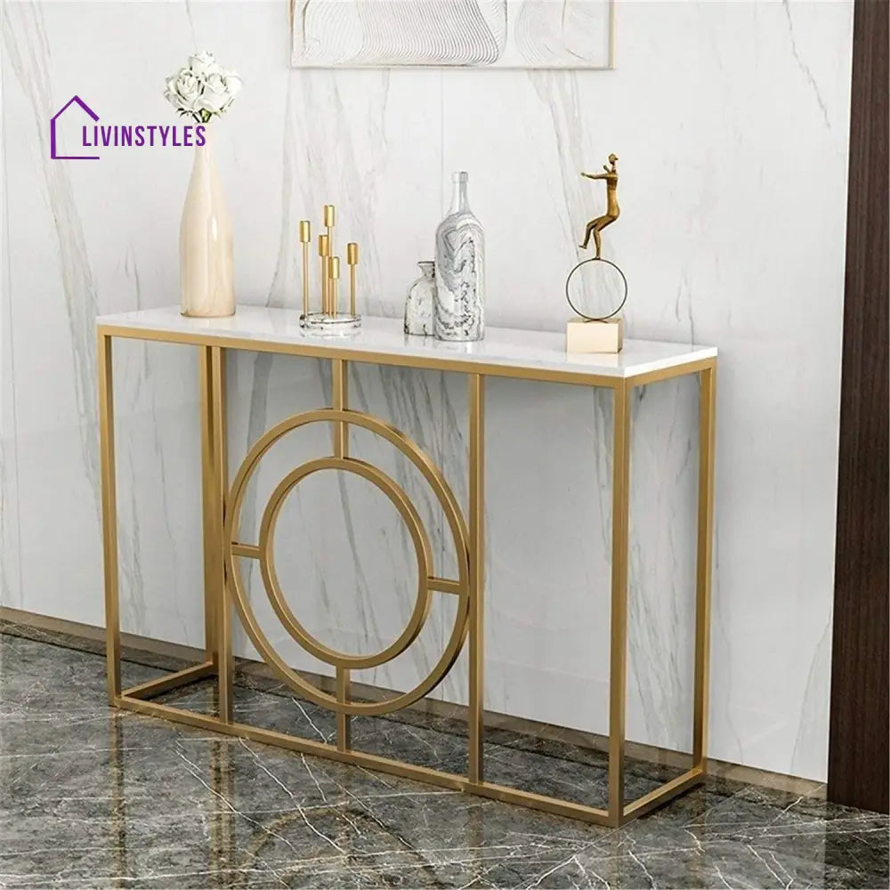 Modern Minimalist White Marble Gold Console Table