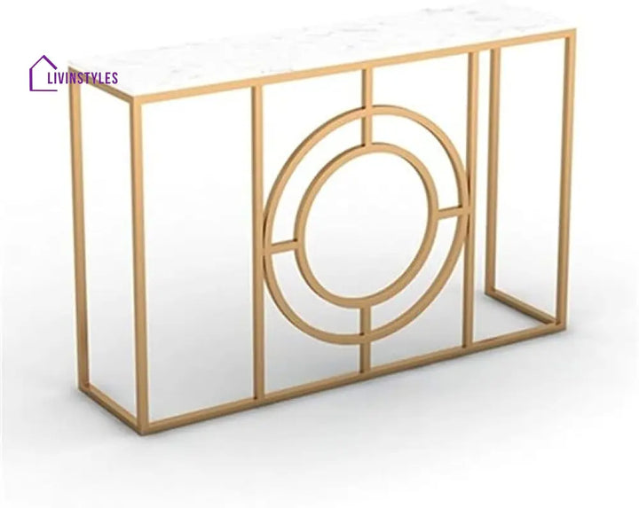 Modern Minimalist White Marble Gold Console Table