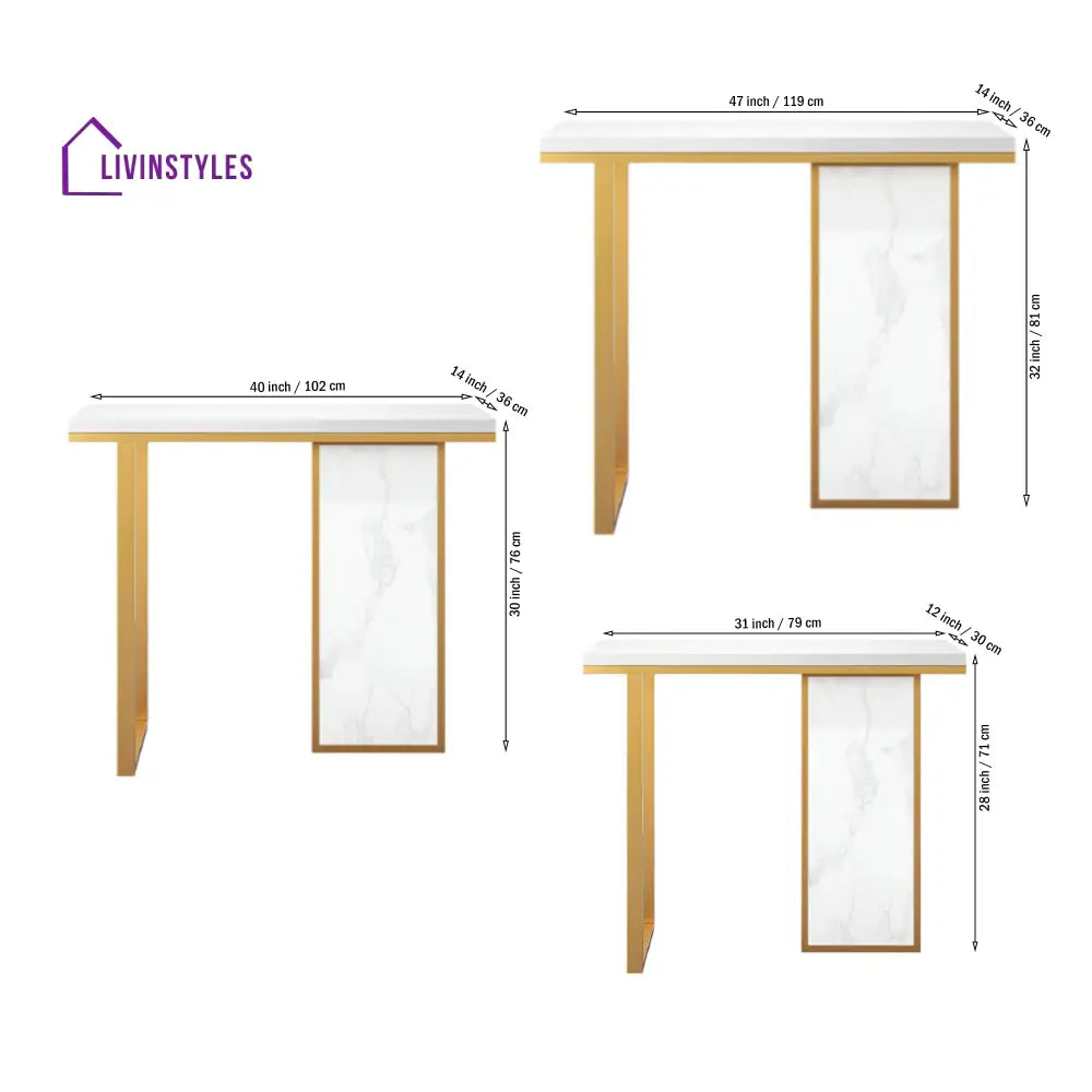 Modern Opulence White Marble Gold Console Table Table