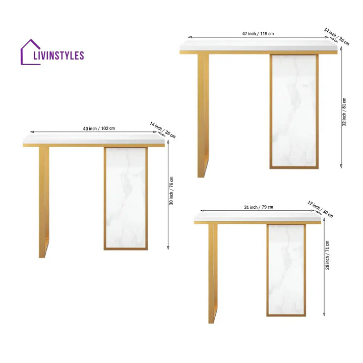 Modern Opulence White Marble Gold Console Table Table