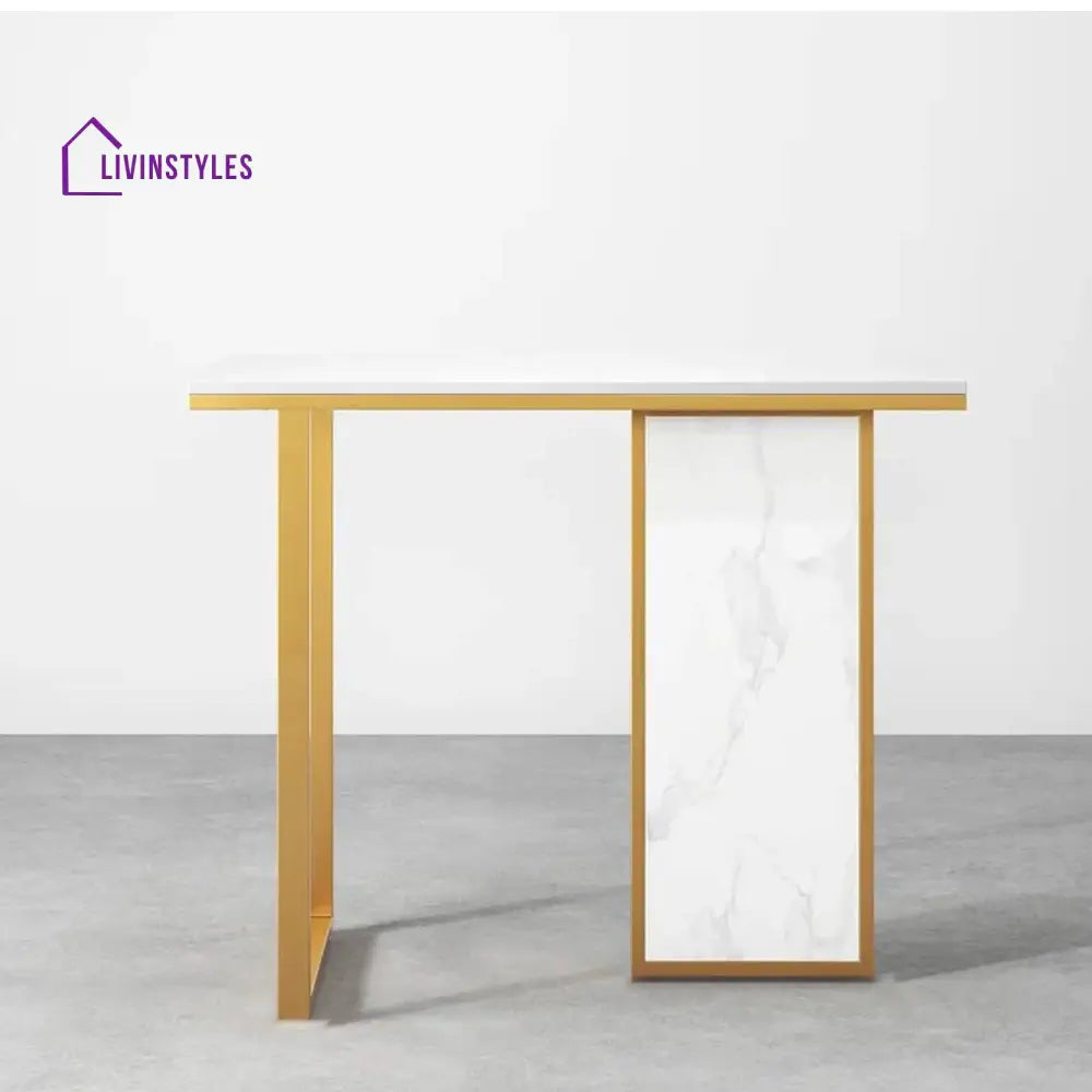 Modern Opulence White Marble Gold Console Table Table