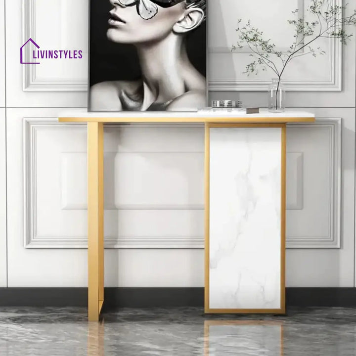 Modern Opulence White Marble Gold Console Table Table