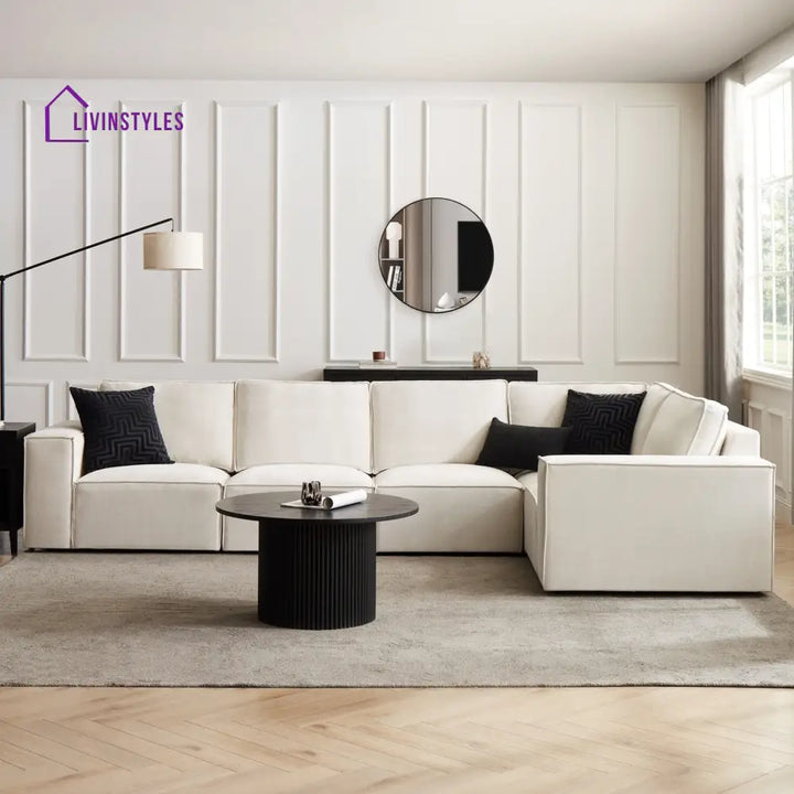 Modesto Large Right Hand L-Shape Sofa - Ivory Sofas