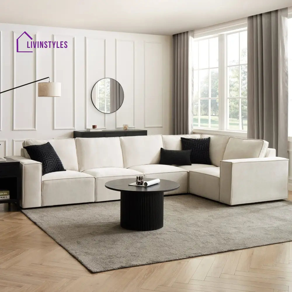 Modesto Large Right Hand L-Shape Sofa - Ivory Sofas