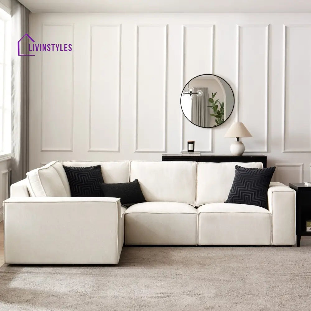 Modesto Small Left Hand L-Shape Sofa - Ivory Sofas