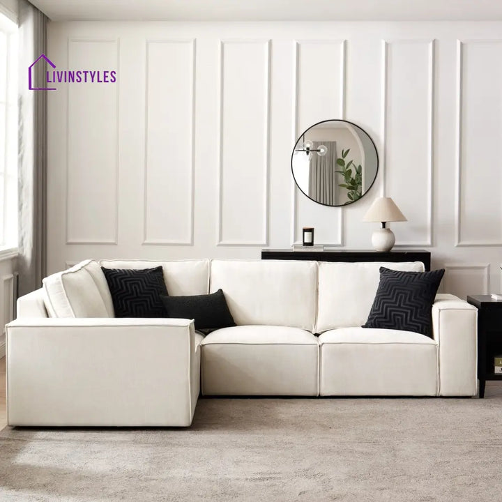 Modesto Small Left Hand L-Shape Sofa - Ivory Sofas