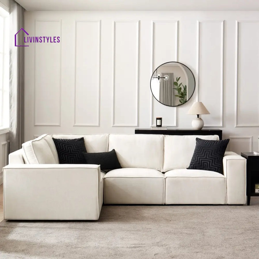 Modesto Small Left Hand L-Shape Sofa - Ivory Sofas