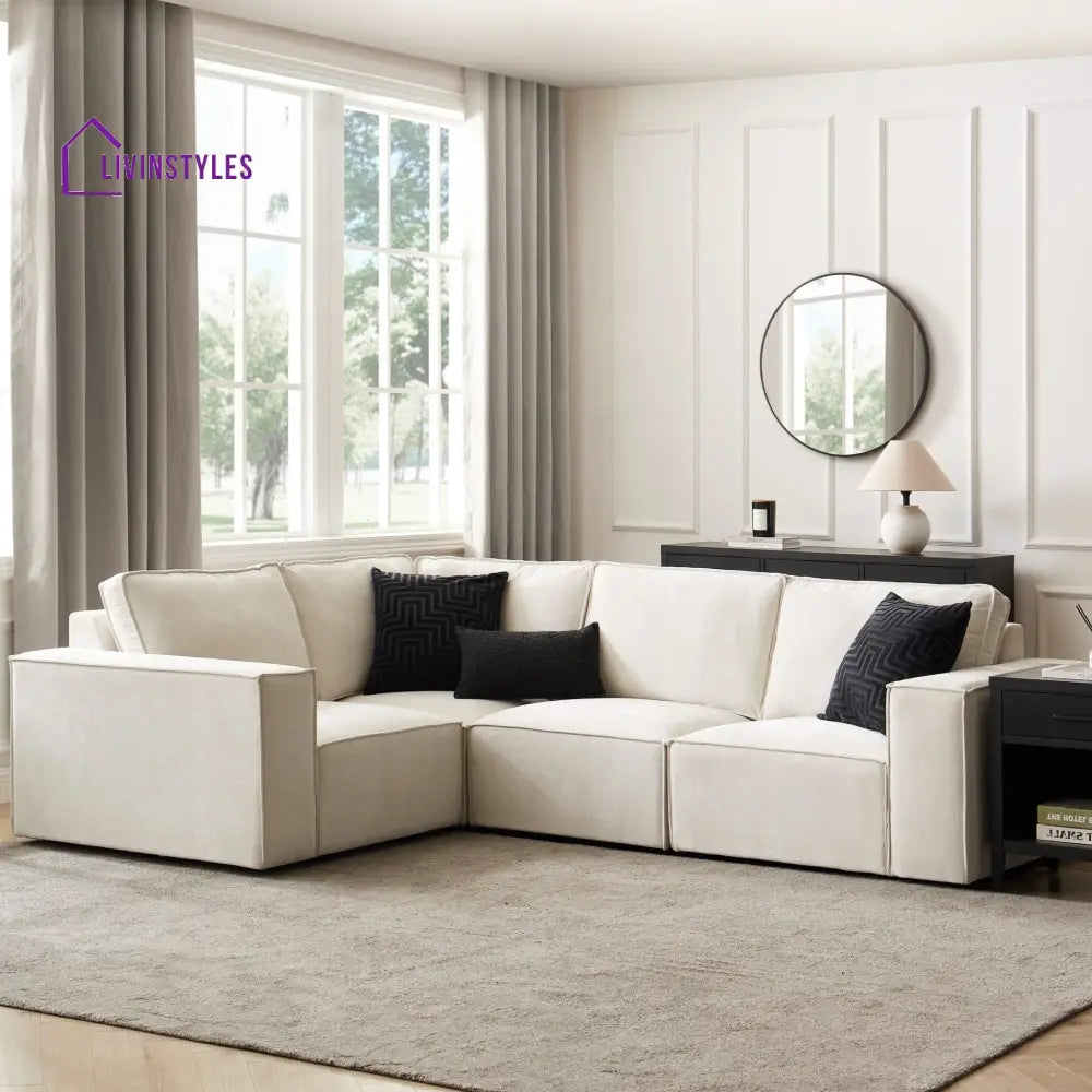 Modesto Small Left Hand L-Shape Sofa - Ivory Sofas