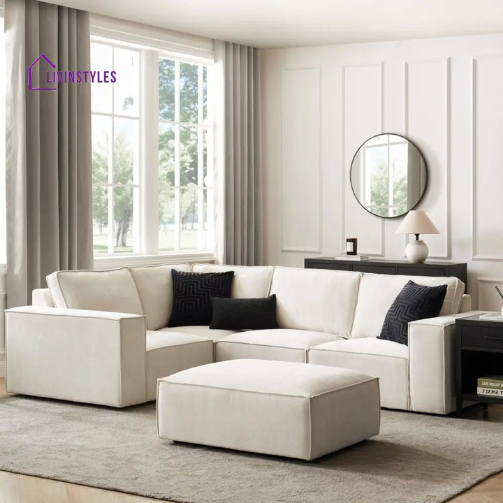 Modesto Small Left Hand L-Shape Sofa - Ivory Sofas