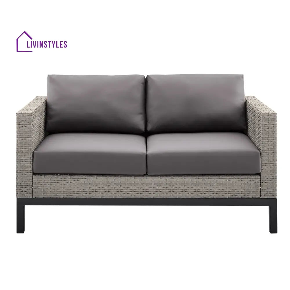Modolo Outdoor Garden Balcony Sofa Set 2 Seater 2 Single seater and Ottoman Set (Grey) - Sofa Sets