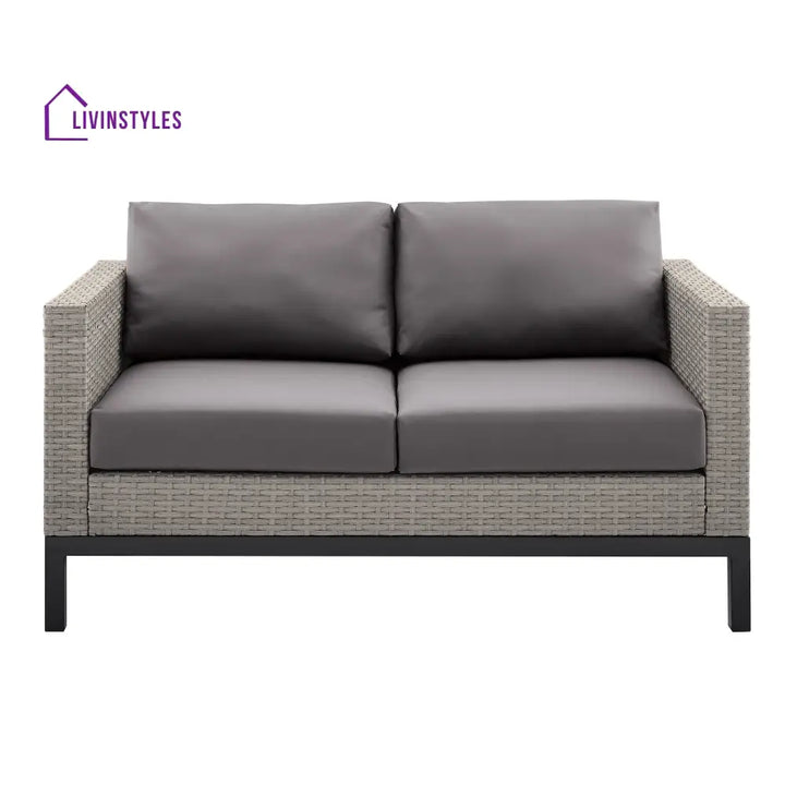 Modolo Outdoor Garden Balcony Sofa Set 2 Seater 2 Single seater and Ottoman Set (Grey) - Sofa Sets