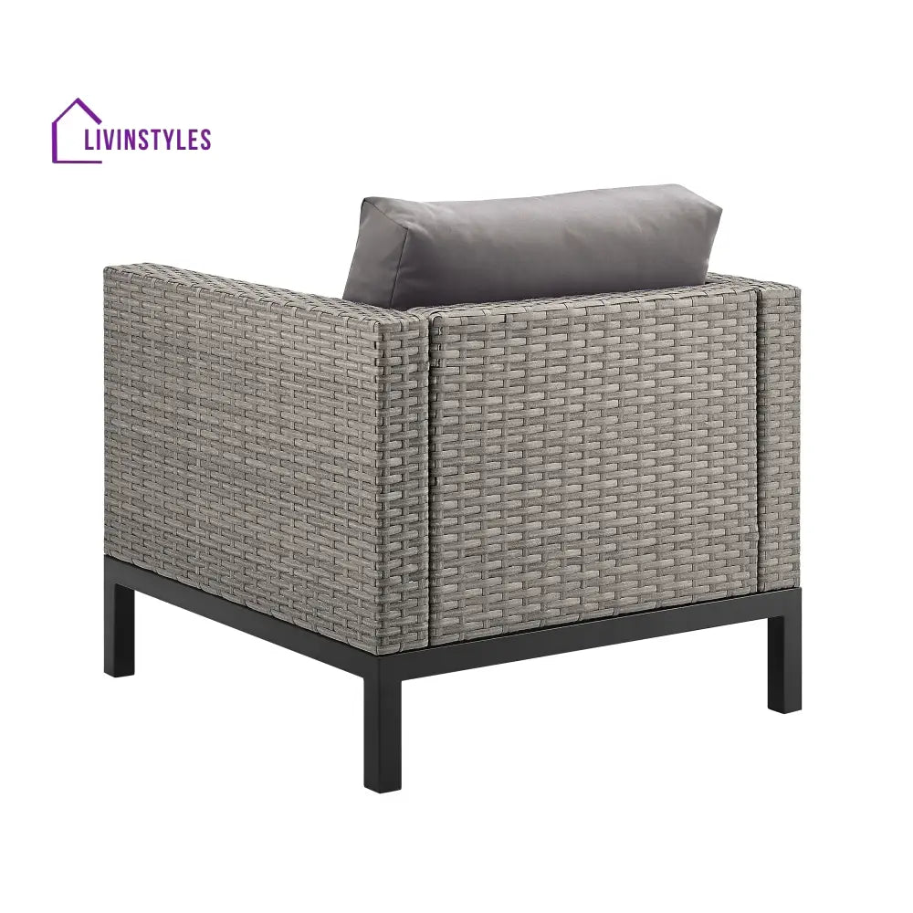 Modolo Outdoor Garden Balcony Sofa Set 2 Seater 2 Single seater and Ottoman Set (Grey) - Sofa Sets