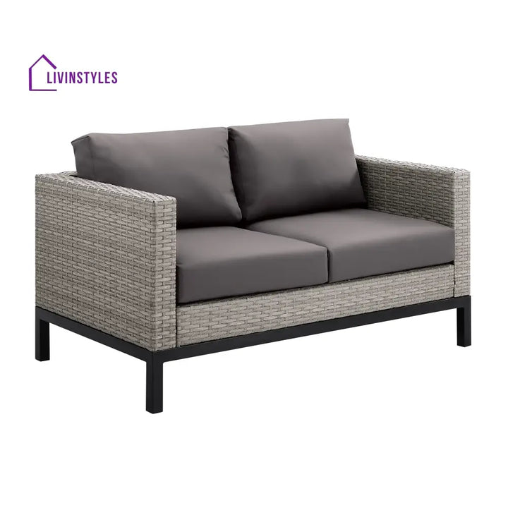 Modolo Outdoor Garden Balcony Sofa Set 2 Seater 2 Single seater and Ottoman Set (Grey) - Sofa Sets