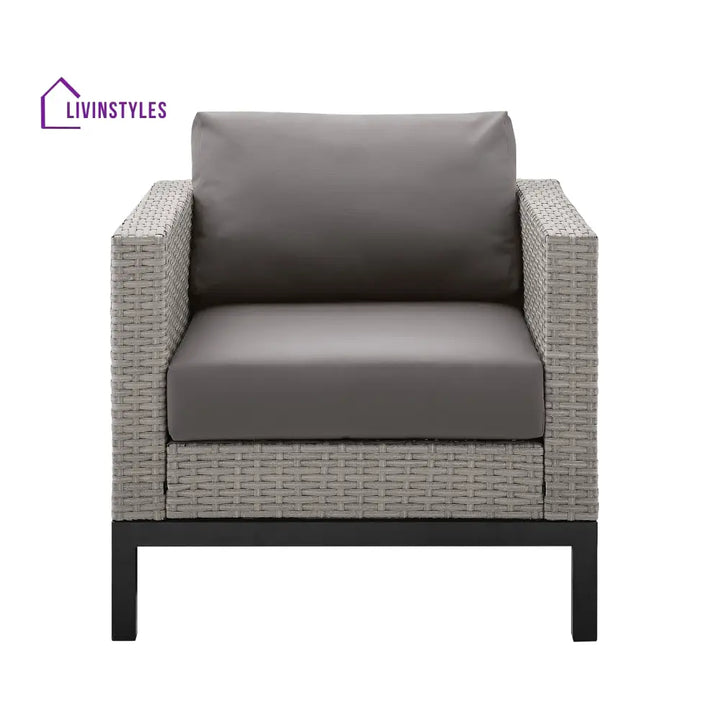 Modolo Outdoor Garden Balcony Sofa Set 2 Seater 2 Single seater and Ottoman Set (Grey) - Sofa Sets