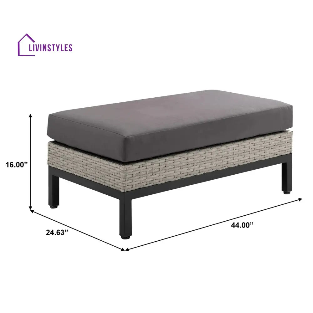 Modolo Outdoor Garden Balcony Sofa Set 2 Seater 2 Single seater and Ottoman Set (Grey) - Sofa Sets