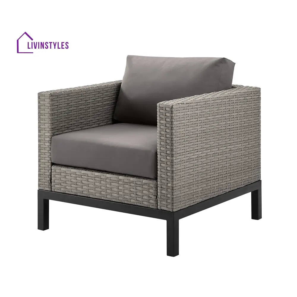 Modolo Outdoor Garden Balcony Sofa Set 2 Seater 2 Single seater and Ottoman Set (Grey) - Sofa Sets