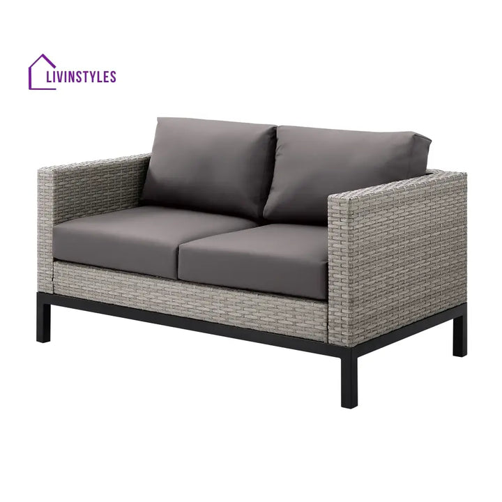 Modolo Outdoor Garden Balcony Sofa Set 2 Seater 2 Single seater and Ottoman Set (Grey) - Sofa Sets