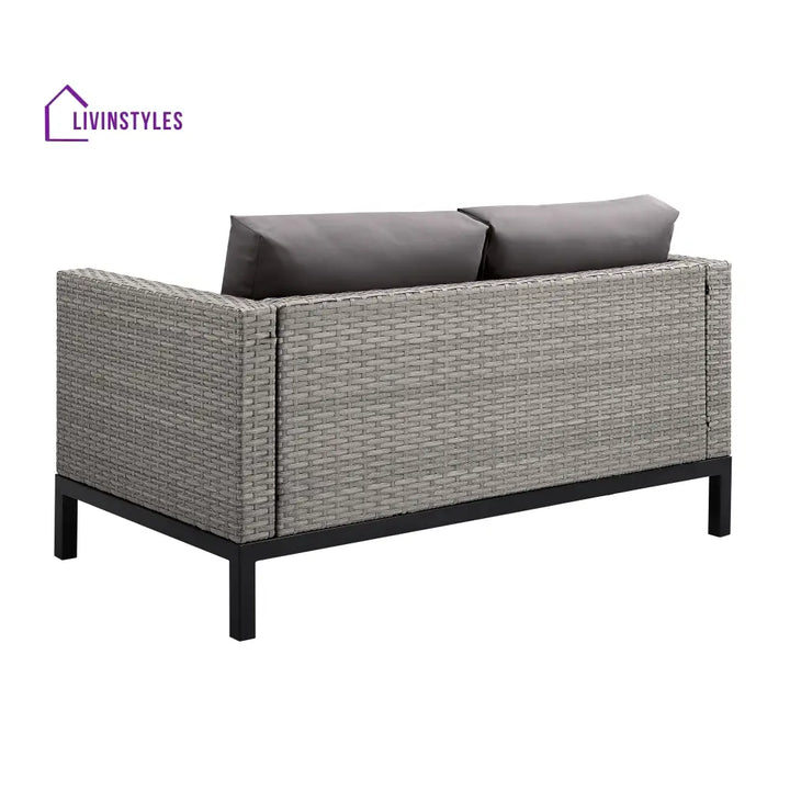 Modolo Outdoor Garden Balcony Sofa Set 2 Seater 2 Single seater and Ottoman Set (Grey) - Sofa Sets