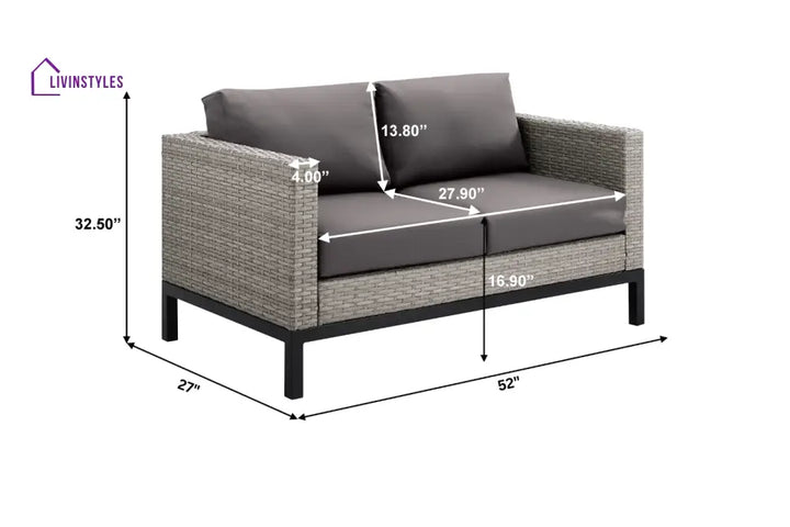 Modolo Outdoor Garden Balcony Sofa Set 2 Seater 2 Single seater and Ottoman Set (Grey) - Sofa Sets