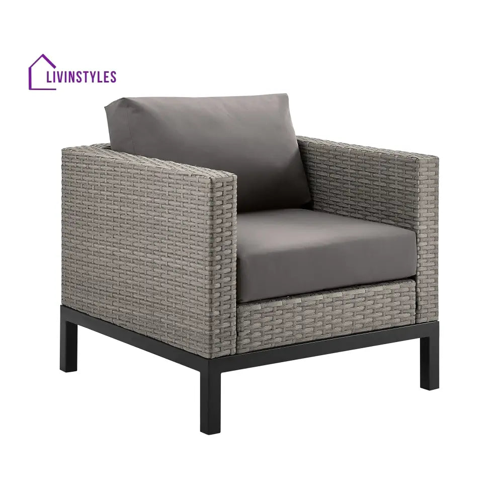 Modolo Outdoor Garden Balcony Sofa Set 2 Seater 2 Single seater and Ottoman Set (Grey) - Sofa Sets