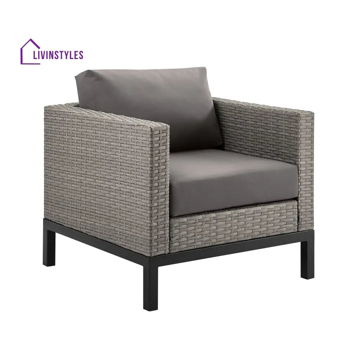 Modolo Outdoor Garden Balcony Sofa Set 2 Seater 2 Single seater and Ottoman Set (Grey) - Sofa Sets