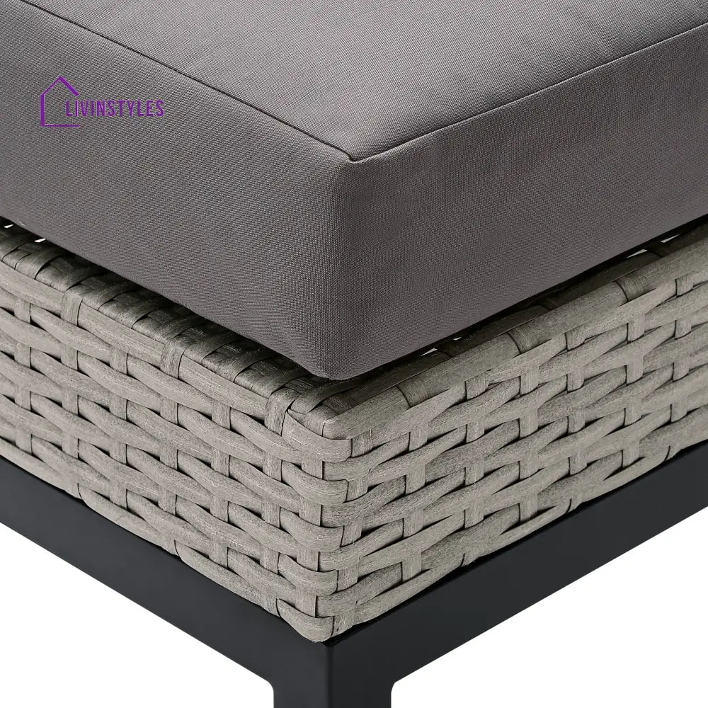 Modolo Outdoor Garden Balcony Sofa Set 2 Seater 2 Single seater and Ottoman Set (Grey) - Sofa Sets