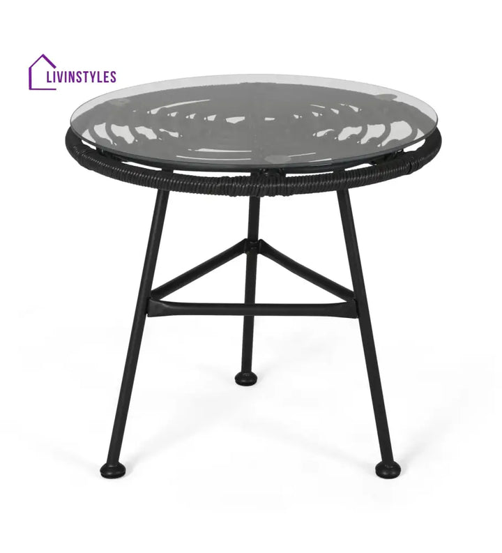 Mohak Outdoor Patio Seating Set 2 Chairs and 1 Table Set (Black) - Coffee Table Sets