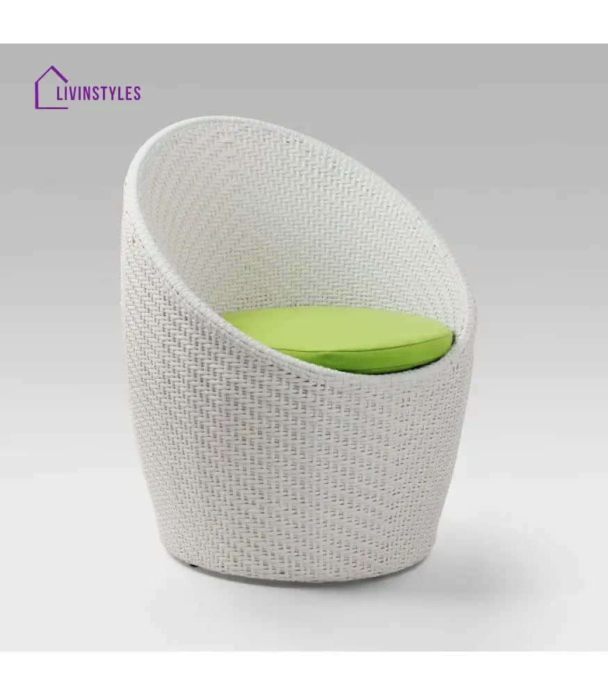 Mohan 3-Piece Rattan Patio Set: White & Light Green Wicker Outdoor Furniture